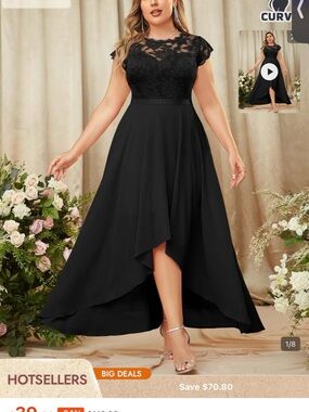 NWT Black Lace High-Low Evening Dress
